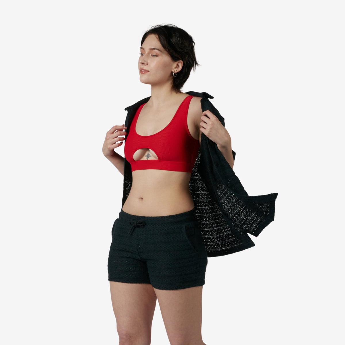 TomboyX Crochet Cabana Shirt - Black
