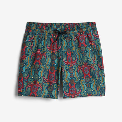 TomboyX Swim 7" Pull-On Board Shorts Light Weight - Marine Mosaic