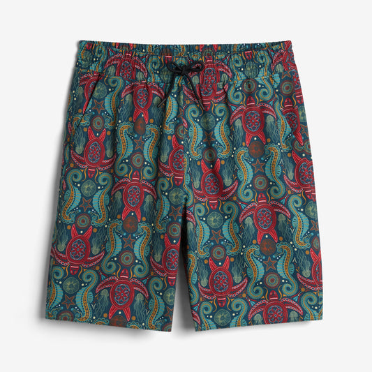 TomboyX Swim 9" Lined Board Shorts Light Weight - Marine Mosaic