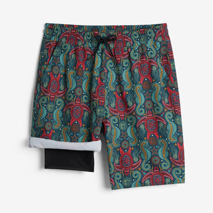 TomboyX Swim 9" Lined Board Shorts Light Weight - Marine Mosaic