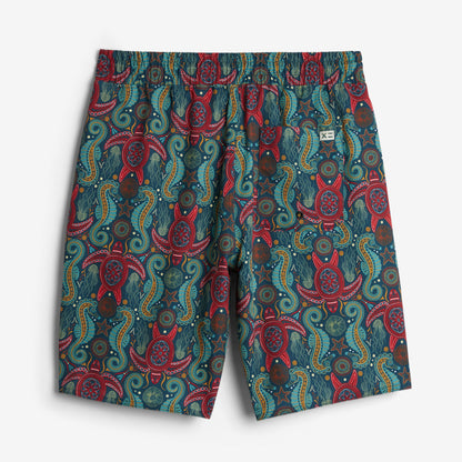 TomboyX Swim 9" Lined Board Shorts Light Weight - Marine Mosaic