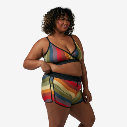 TomboyX Swim High Waisted Boy Short - Rainbow Wave