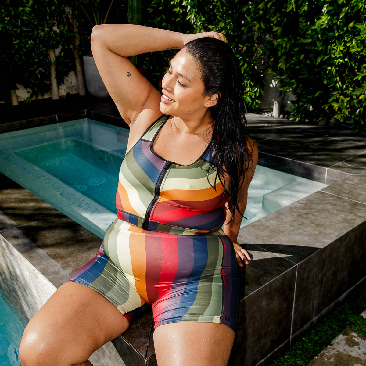 TomboyX Swim 4.5" Shorts - Rainbow Wave