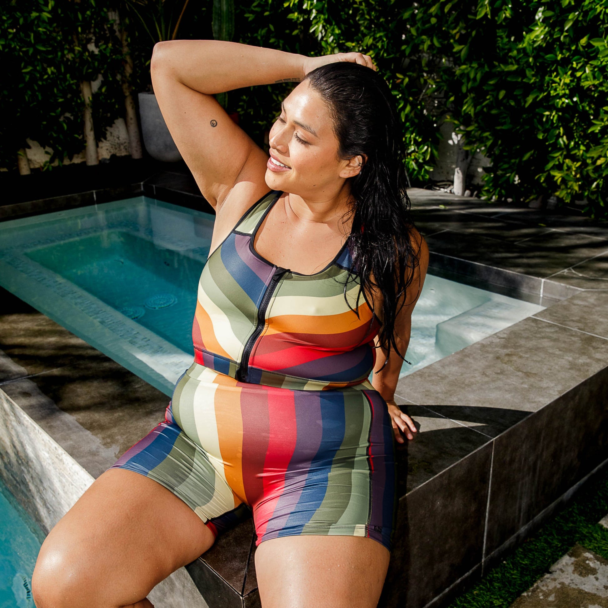 TomboyX Swim 4.5" Shorts - Rainbow Wave