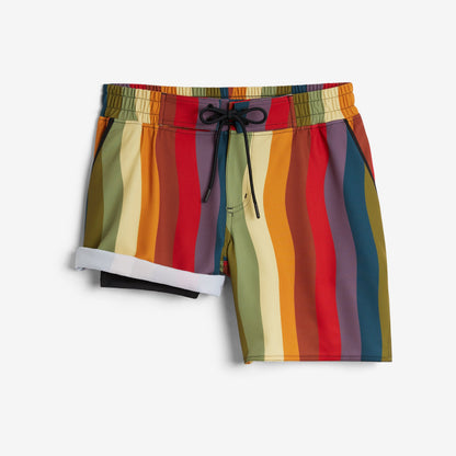 TomboyX Swim 7" Heritage Board Shorts Light Weight - Rainbow Wave