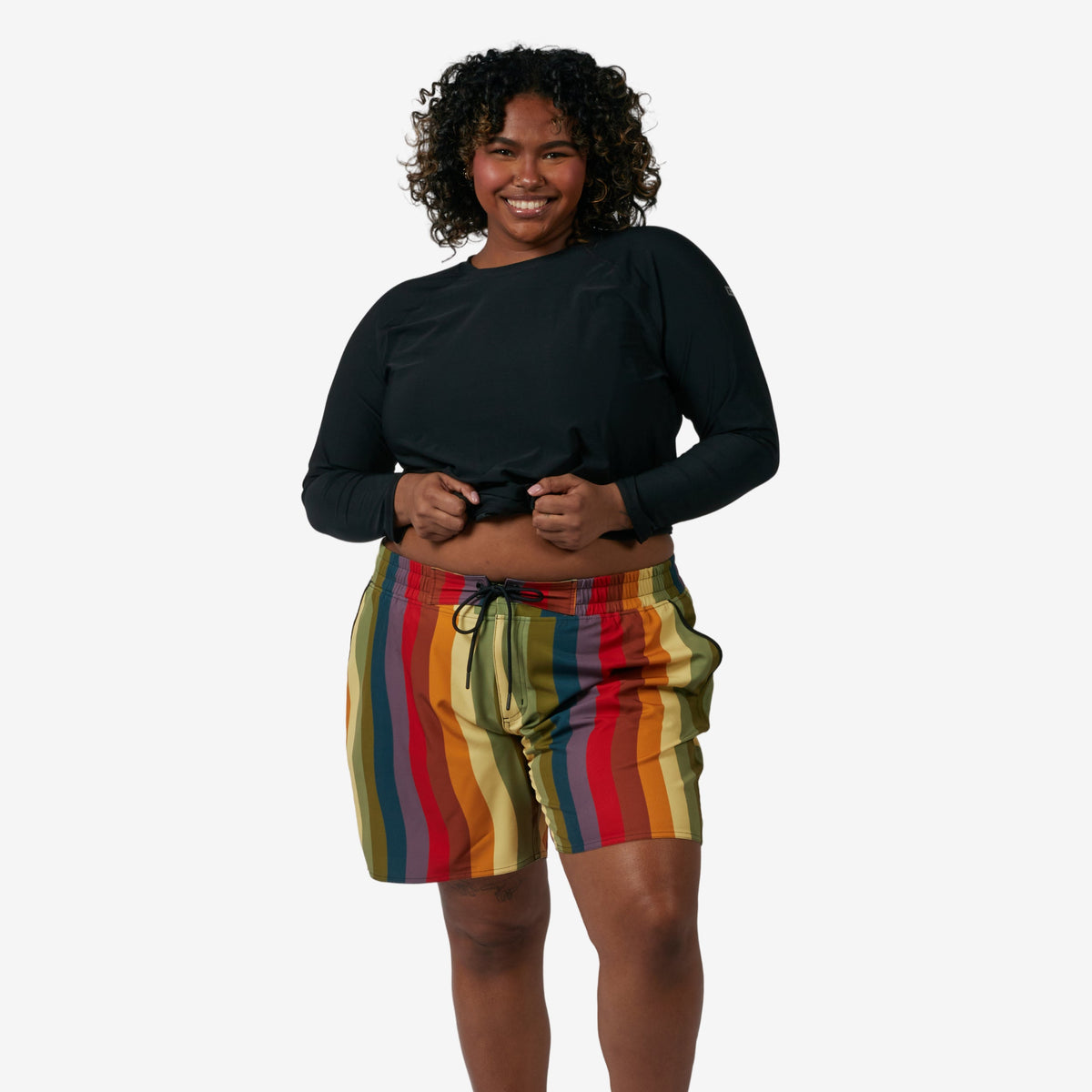TomboyX Swim 7" Heritage Board Shorts Light Weight - Rainbow Wave