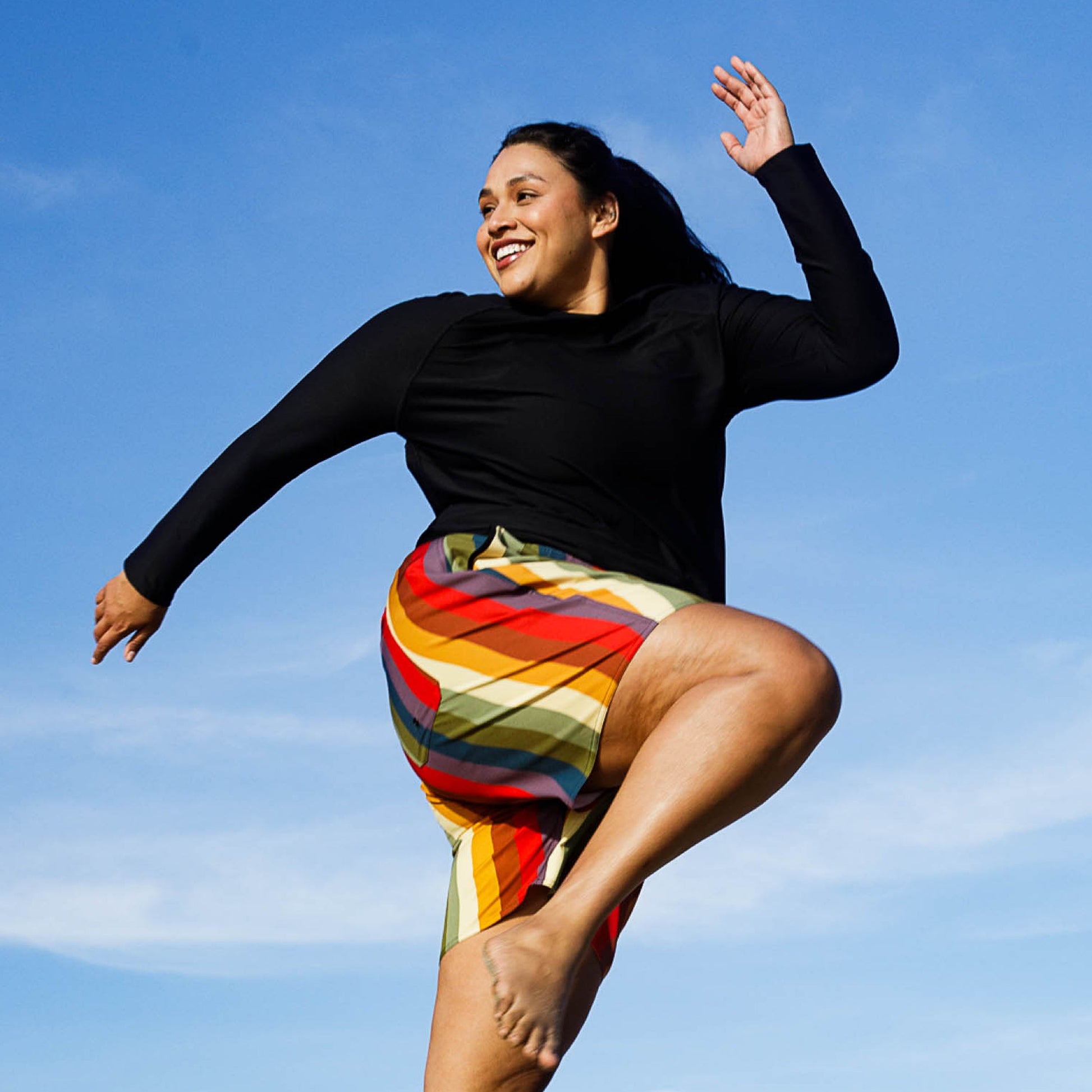 TomboyX Swim 7" Heritage Board Shorts Light Weight - Rainbow Wave