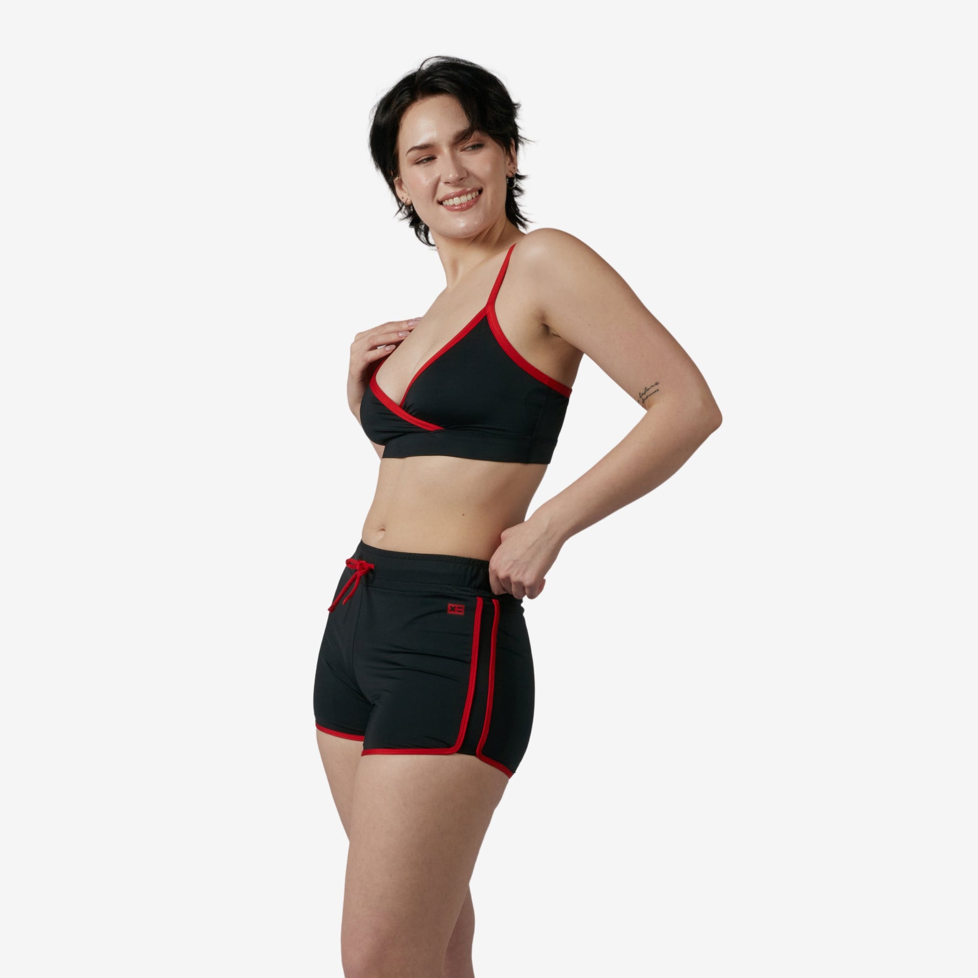 TomboyX Swim High Waisted Boy Short - Red Edge
