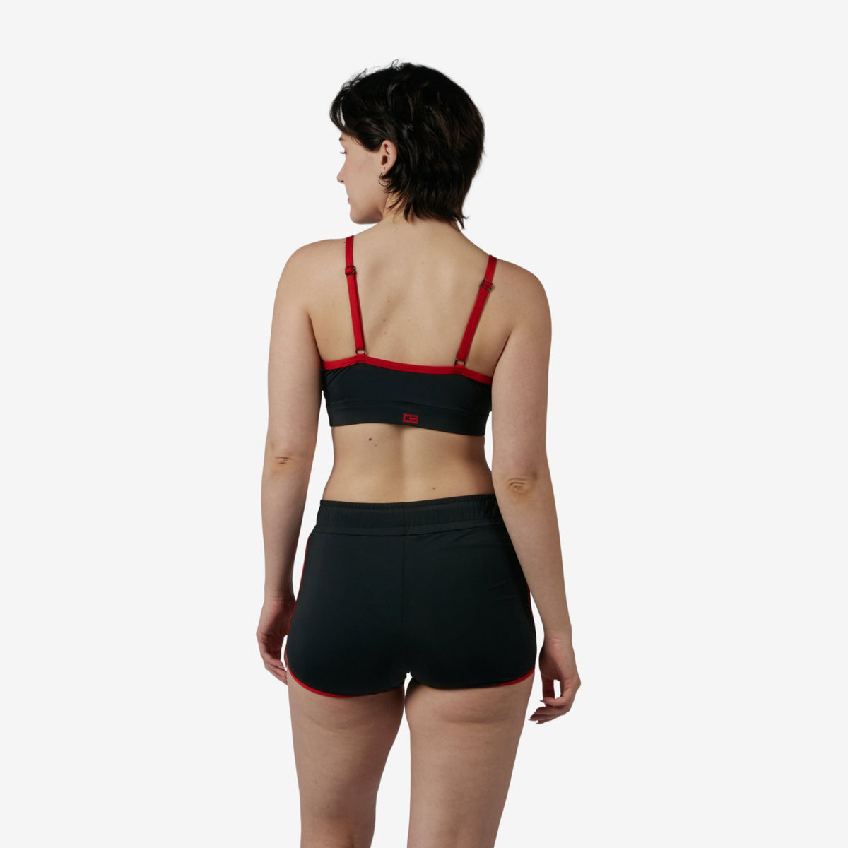 TomboyX Swim High Waisted Boy Short - Red Edge