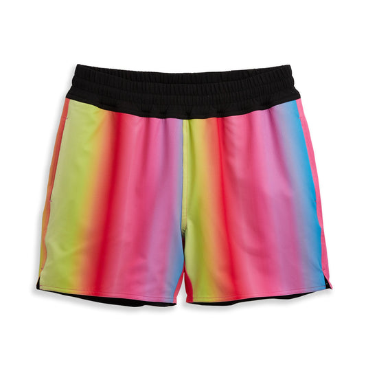 TomboyX Swim 5" Reversible Board Short - Melting Rainbow