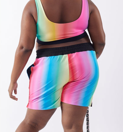 TomboyX Swim 5" Reversible Board Short - Melting Rainbow