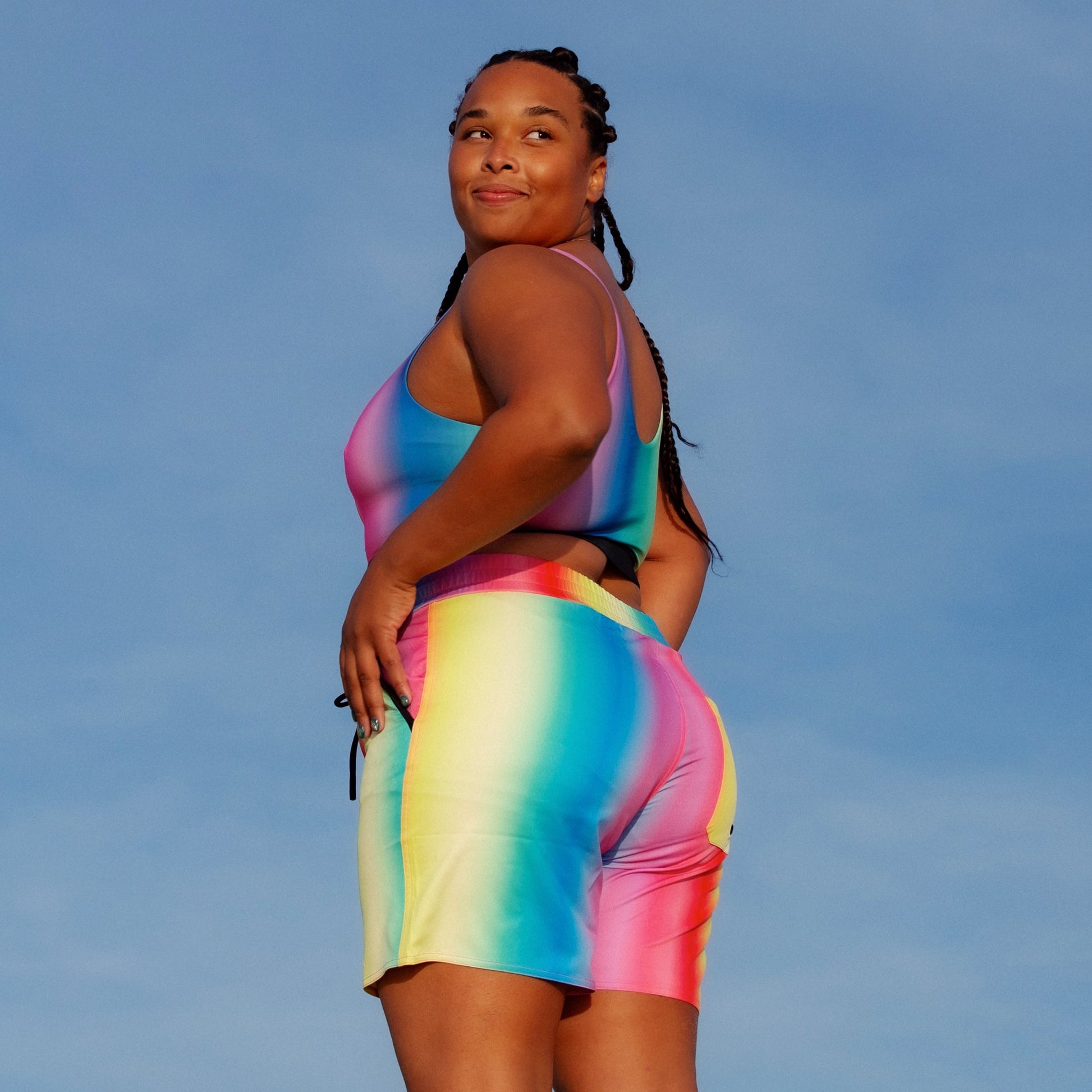 TomboyX Swim 7" Heritage Board Shorts Heavy Weight - Melting Rainbow