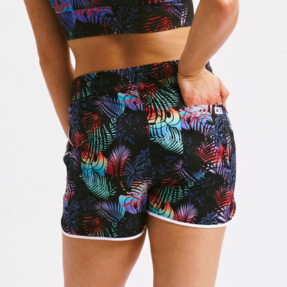 TomboyX Swim 2.5" High Waisted Board Shortie - Palm Dreams