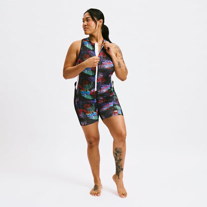 TomboyX Swim 4.5" Zip Up Unisuit - Palm Dreams