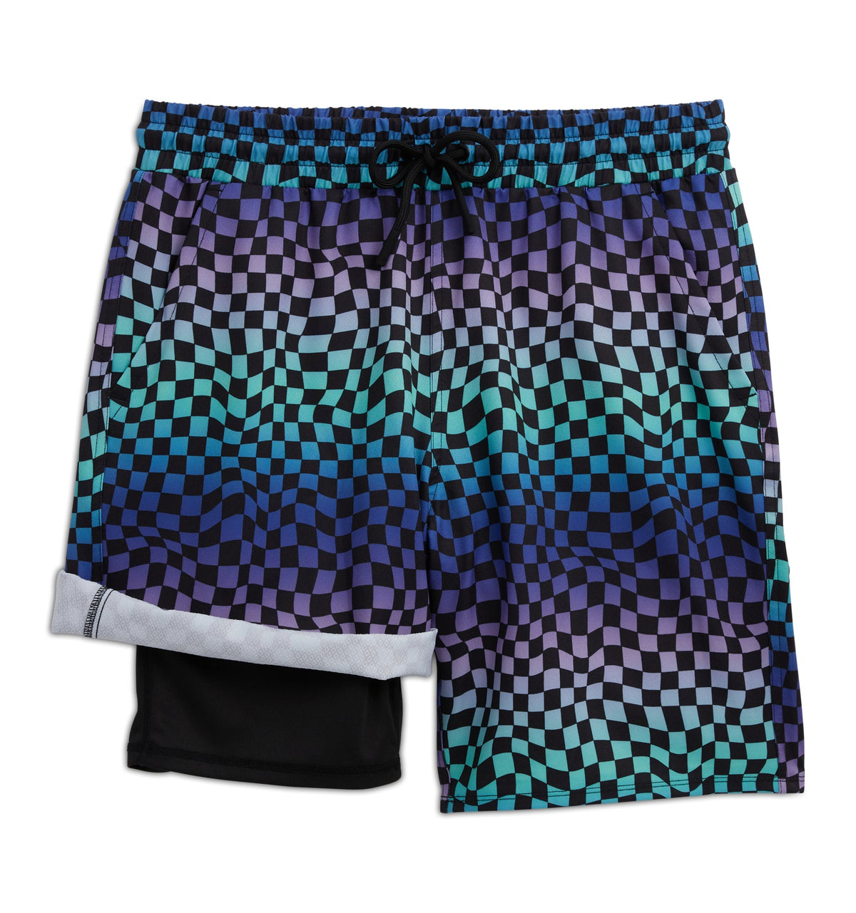 TomboyX Swim 9" Lined Board Shorts Heavy Weight - Checker Chaos