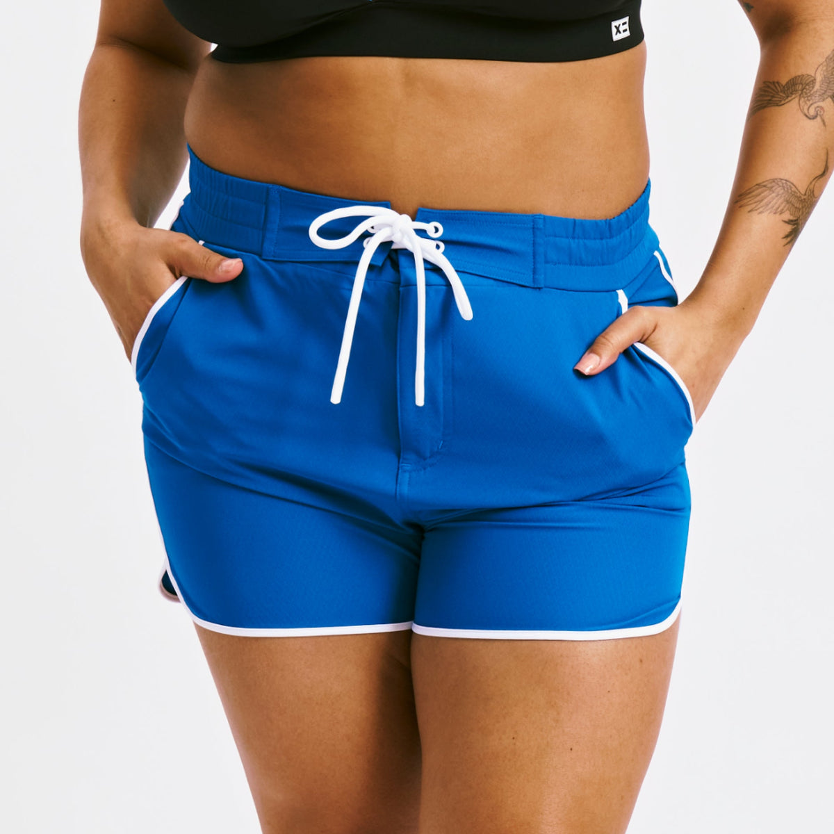 TomboyX Swim 2.5" High Waisted Board Shortie - Marina Blue