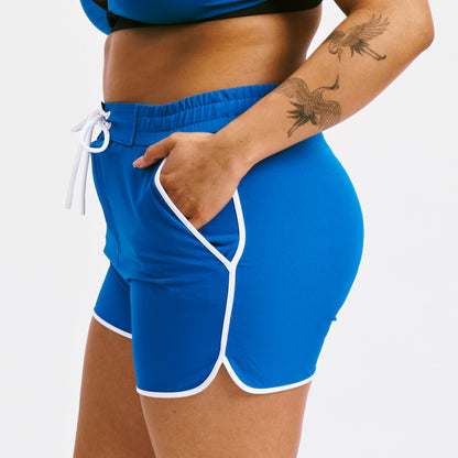 TomboyX Swim 2.5" High Waisted Board Shortie - Marina Blue
