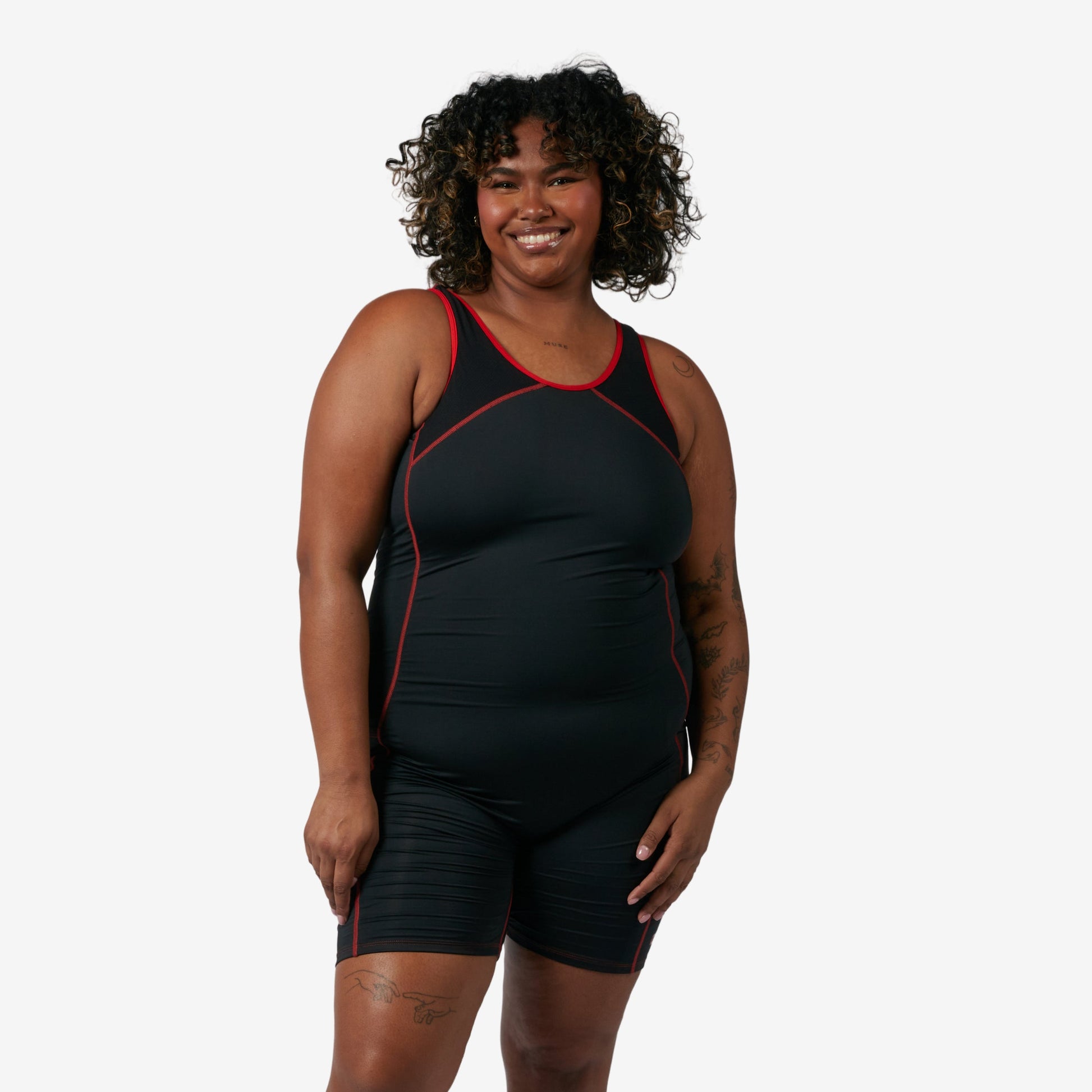 TomboyX Swim 6" Racerback Unisuit - Red Edge
