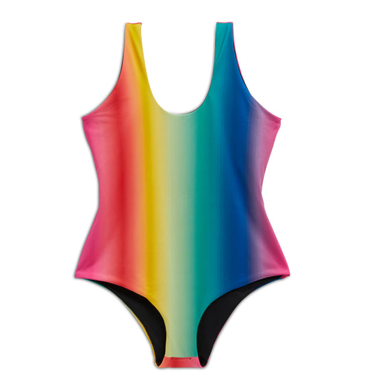 TomboyX Swim Reversible One-Piece - Melting Rainbow