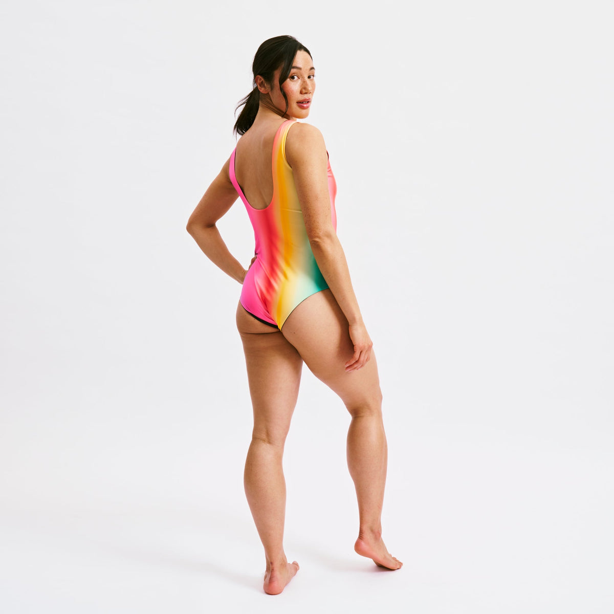 TomboyX Swim Reversible One-Piece - Melting Rainbow
