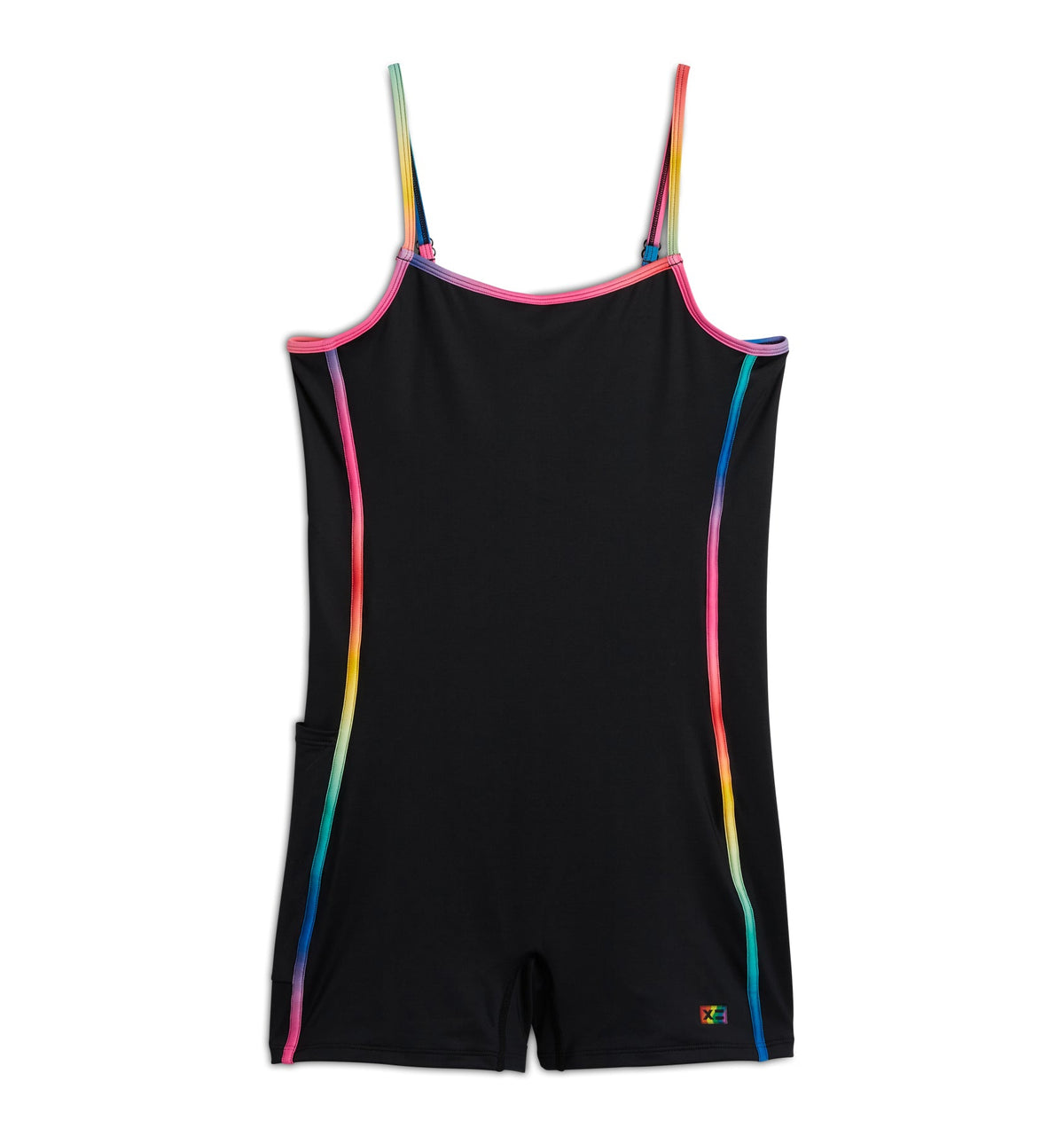 TomboyX Swim 3.5" Skinny Strap Unisuit - Black Rainbow Ombre