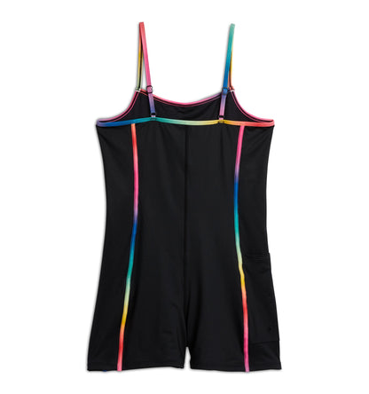 TomboyX Swim 3.5" Skinny Strap Unisuit - Black Rainbow Ombre