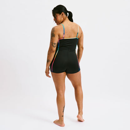 TomboyX Swim 3.5" Skinny Strap Unisuit - Black Rainbow Ombre