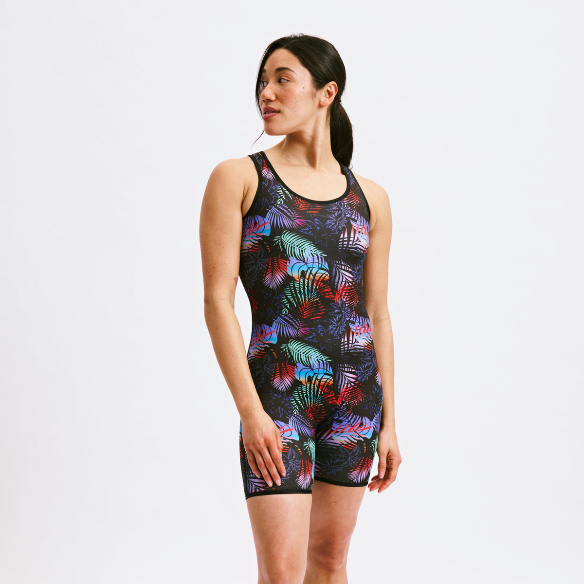 TomboyX Swim 6" Reversible Sleeveless Unisuit - Palm Dreams