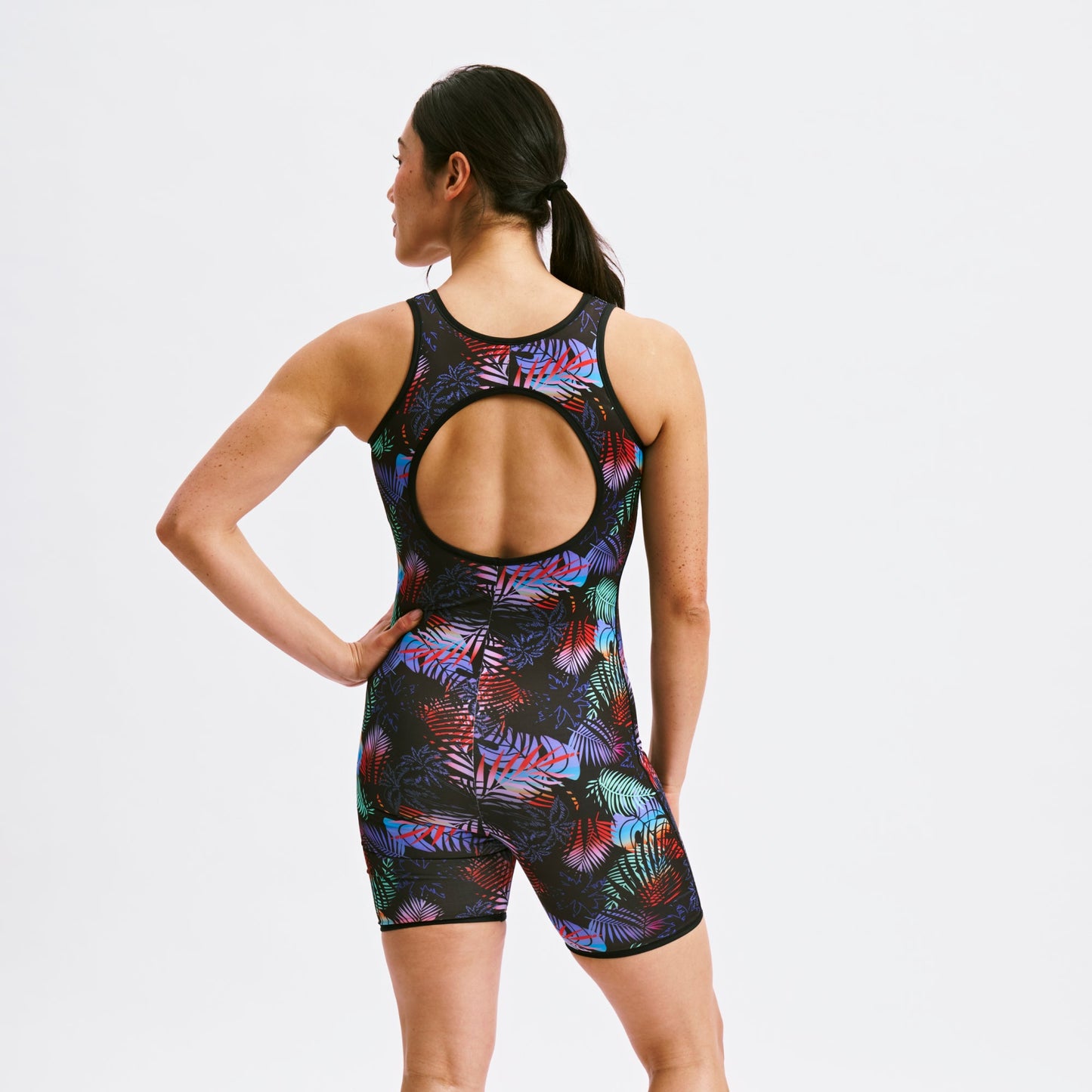 TomboyX Swim 6" Reversible Sleeveless Unisuit - Palm Dreams