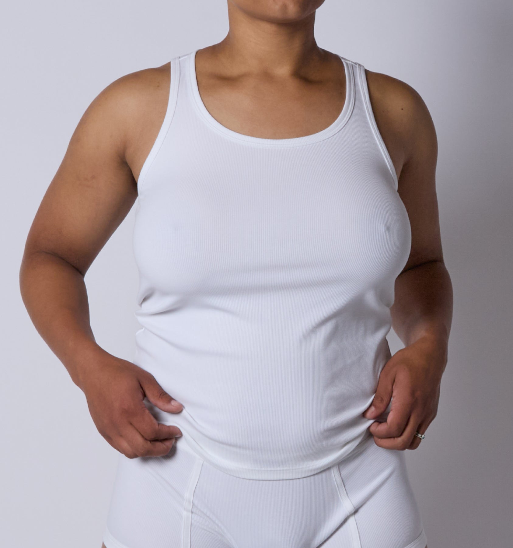 TomboyX Bamboo Rib Power Tank - Bright White