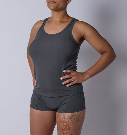 TomboyX Bamboo Rib Power Tank - Heather Gray