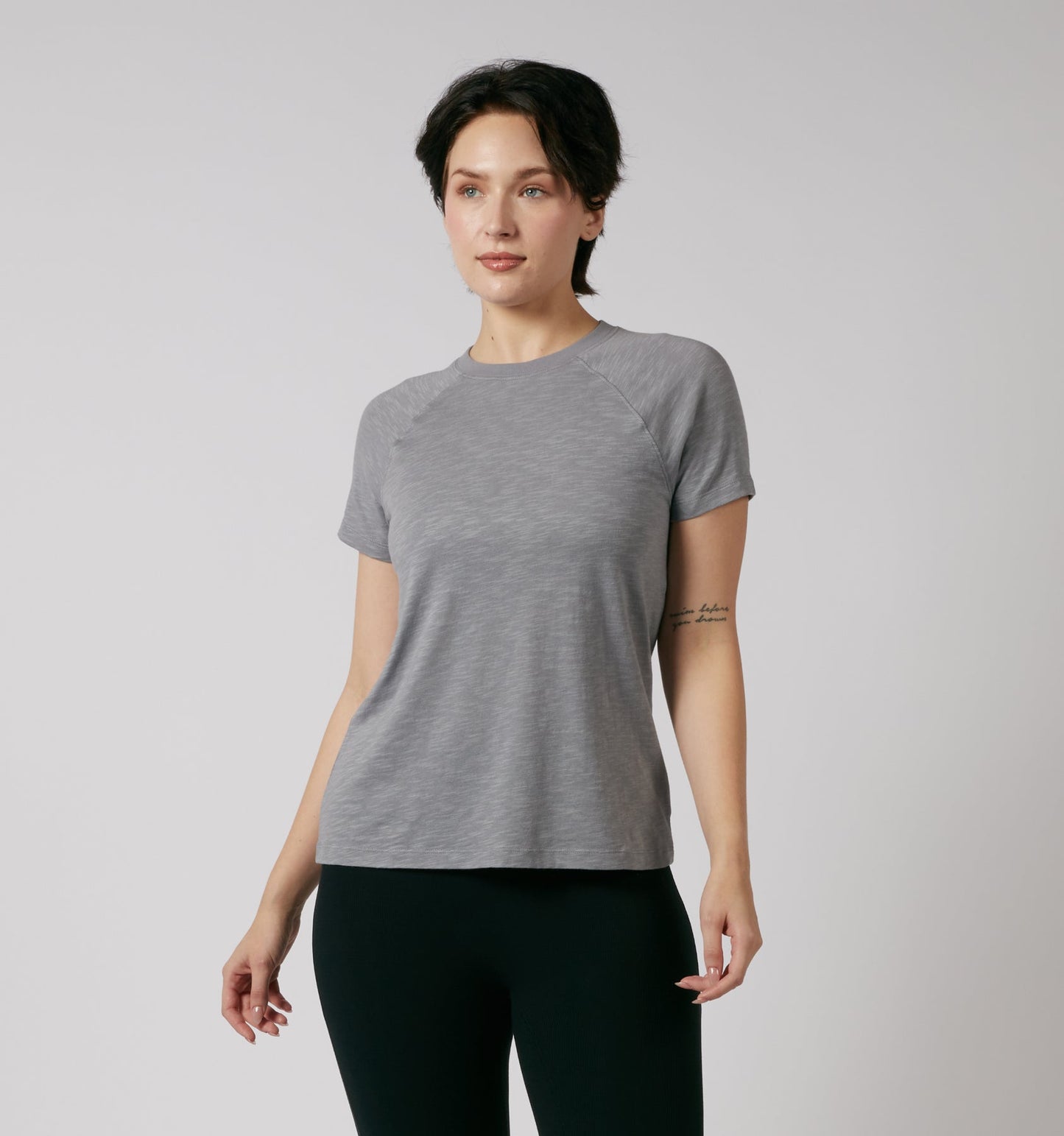 TomboyX Short Sleeve Jersey Slub Raglan Tee - Ultimate Gray