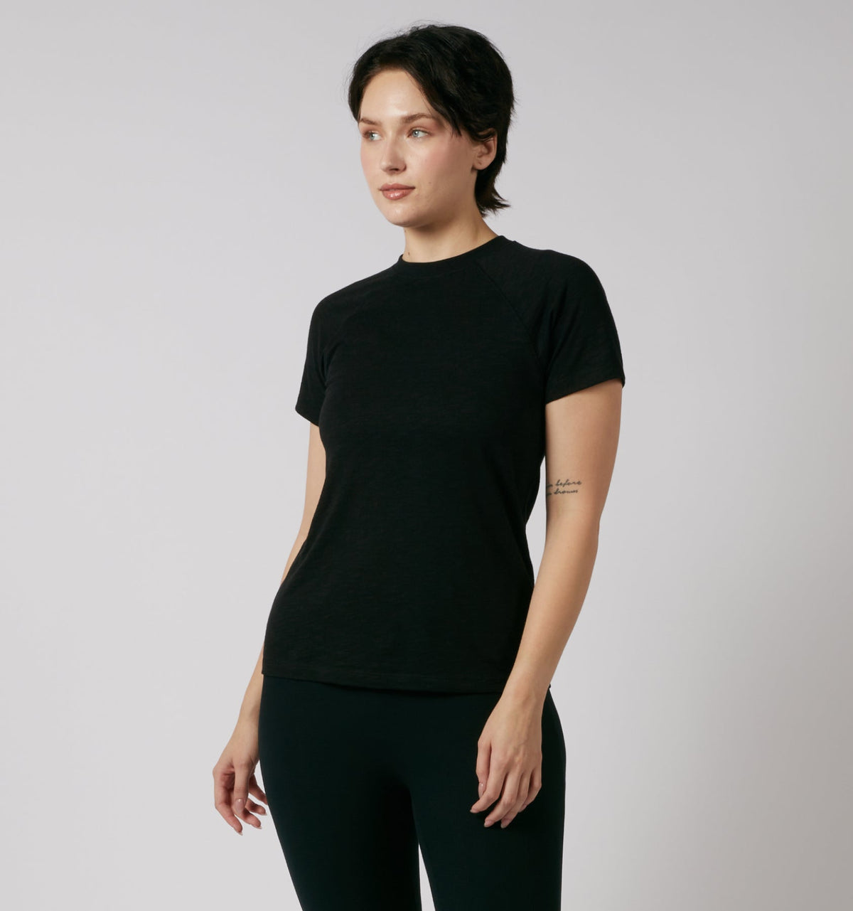 TomboyX Short Sleeve Jersey Slub Raglan Tee - Black