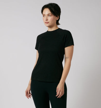 TomboyX Short Sleeve Jersey Slub Raglan Tee - Black