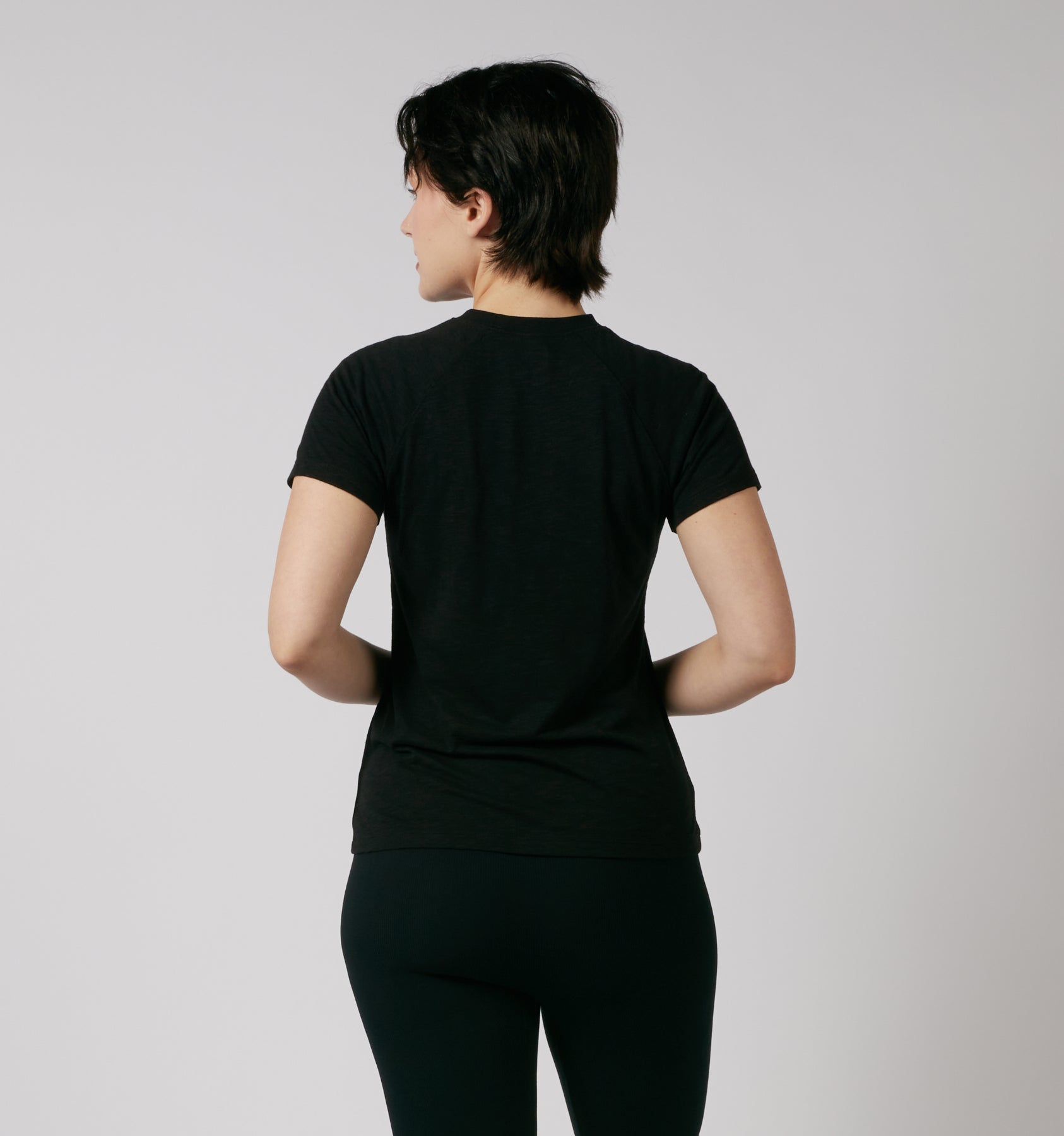 TomboyX Short Sleeve Jersey Slub Raglan Tee - Black