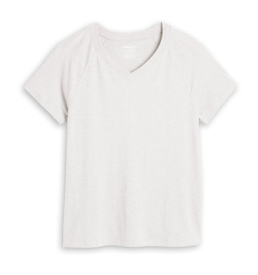 TomboyX Short Sleeve Jersey Slub V Neck Tee - Natural