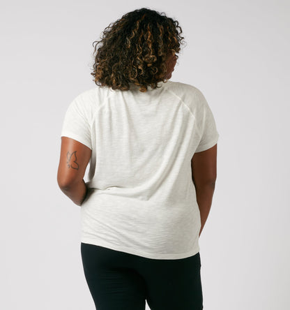 TomboyX Short Sleeve Jersey Slub V Neck Tee - Natural