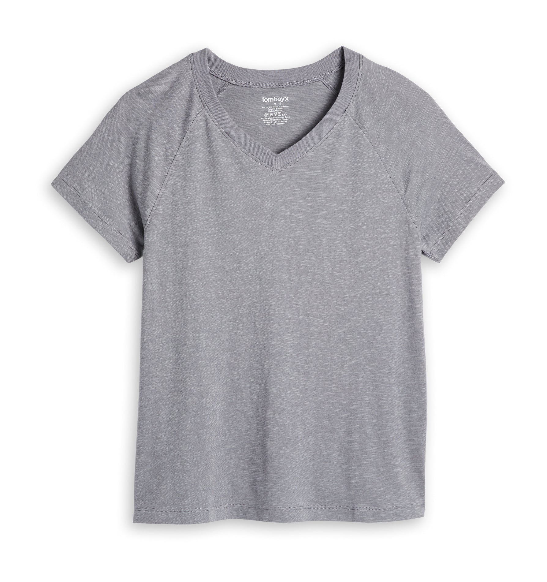 TomboyX Short Sleeve Jersey Slub V Neck Tee - Ultimate Gray