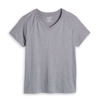 TomboyX Short Sleeve Jersey Slub V Neck Tee - Ultimate Gray