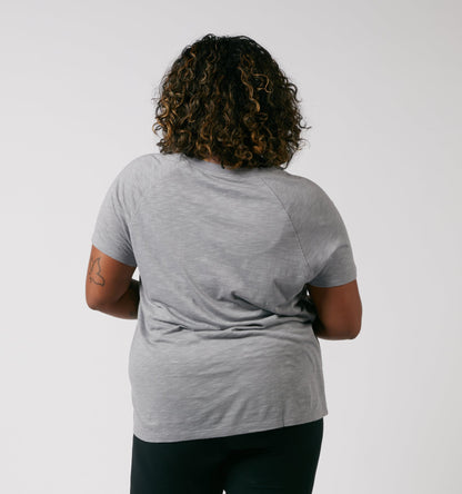 TomboyX Short Sleeve Jersey Slub V Neck Tee - Ultimate Gray