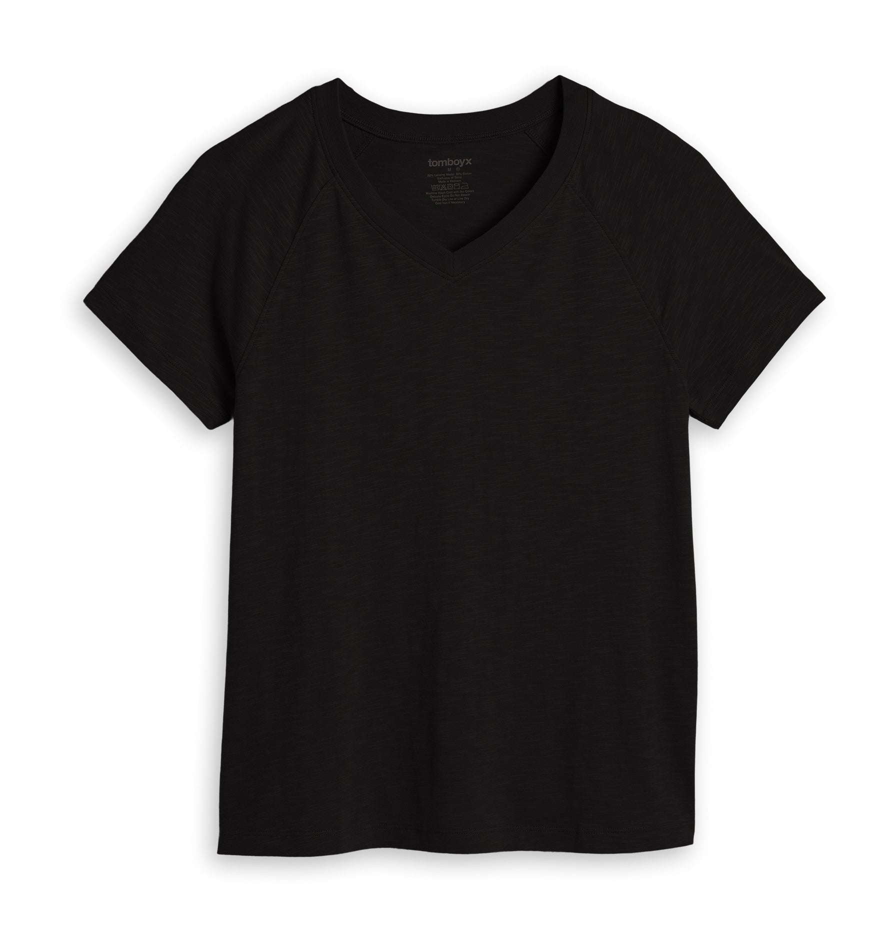 TomboyX Short Sleeve Jersey Slub V Neck Tee - Black