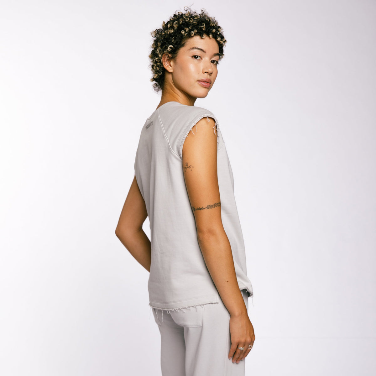 TomboyX French Terry Cut Off Crew - Concrete Gray
