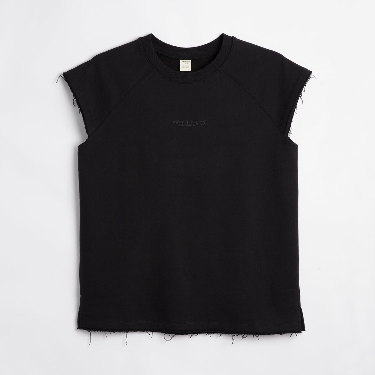 TomboyX French Terry Cut Off Crew - Black