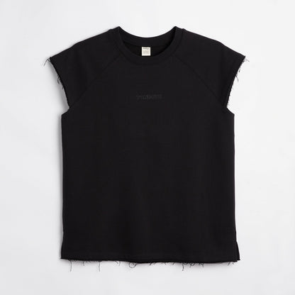 TomboyX French Terry Cut Off Crew - Black