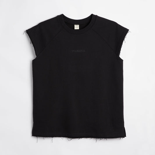 TomboyX French Terry Cut Off Crew - Black