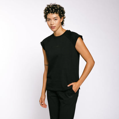 TomboyX French Terry Cut Off Crew - Black