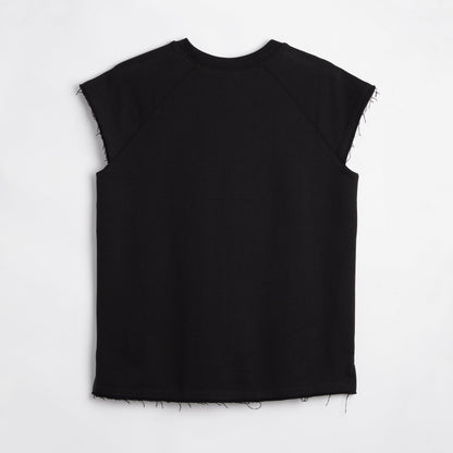 TomboyX French Terry Cut Off Crew - Black