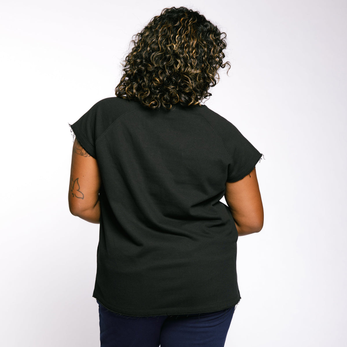 TomboyX French Terry Cut Off Crew - Black