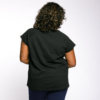 TomboyX French Terry Cut Off Crew - Black