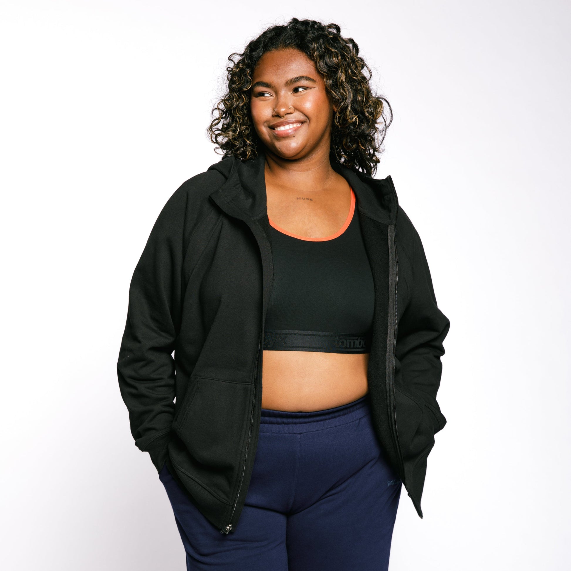 TomboyX French Terry Full Zip Hoodie - Black